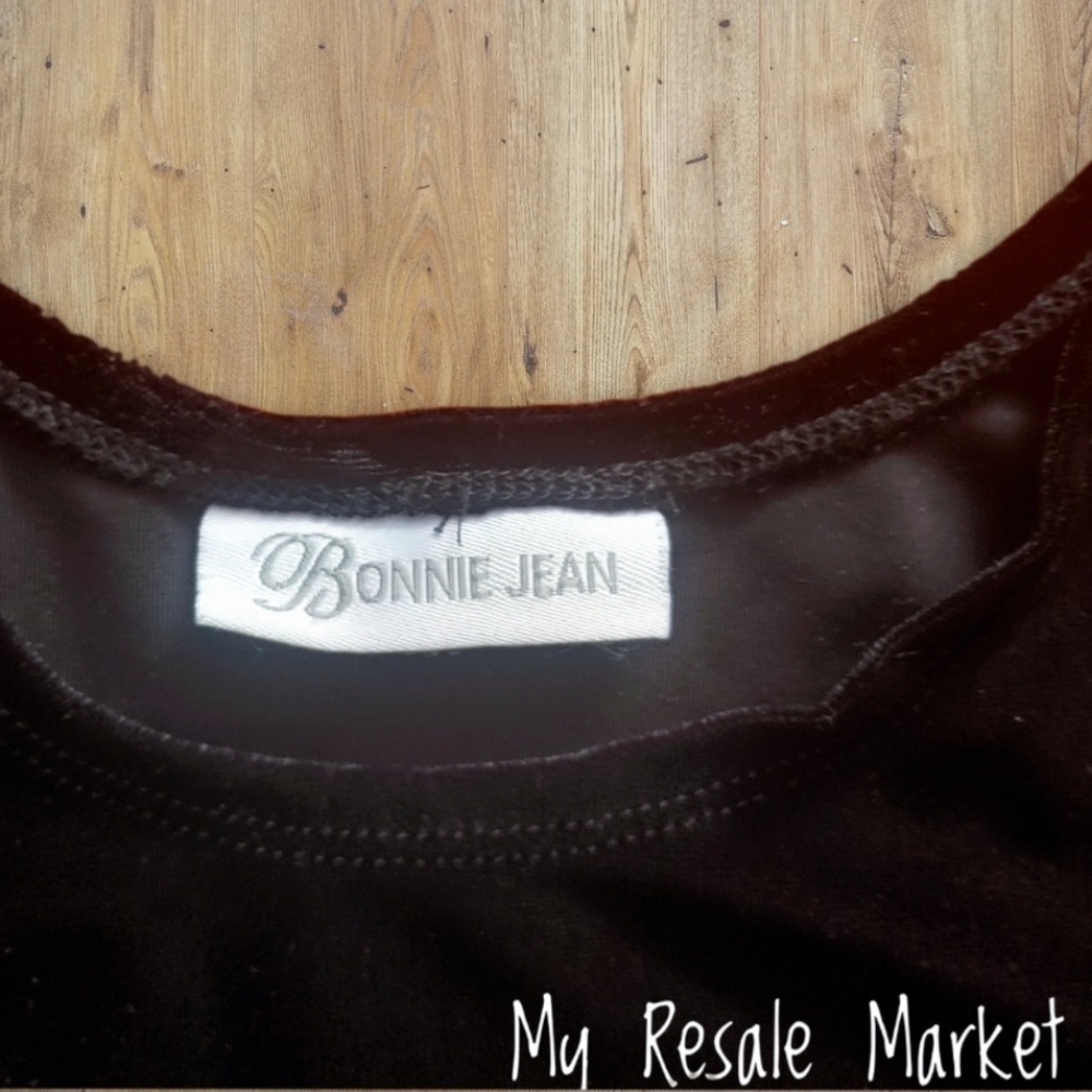 Bonnie Jean Black & White Velvet Puff Dress - Picture 3 of 7